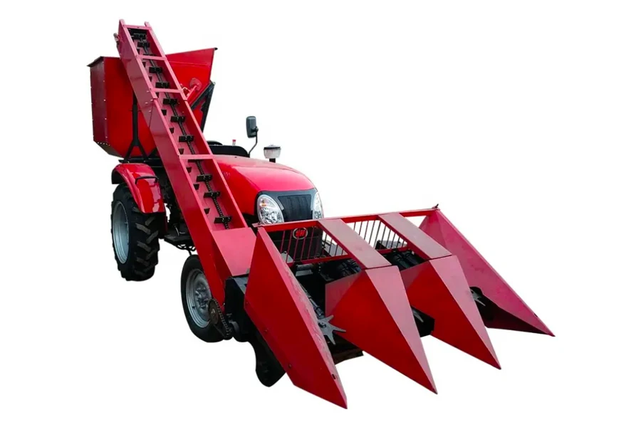 Tractor-mounted combine harvester with corn separator