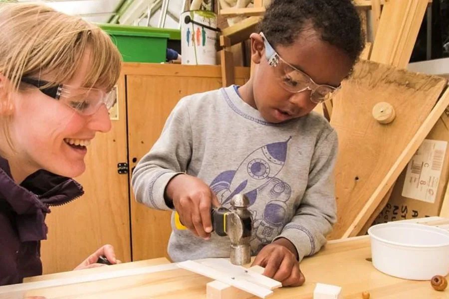 Training young ones woodwork with old furniture