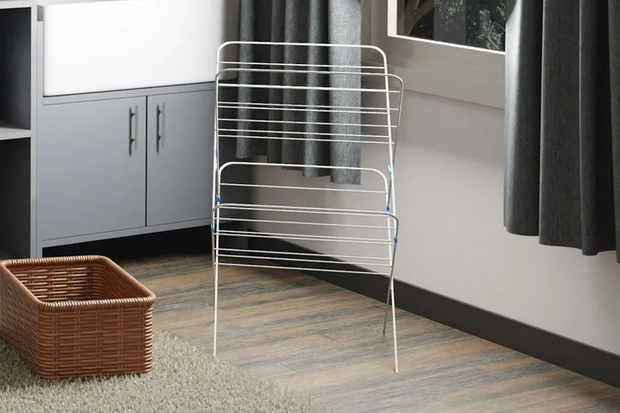 White small foldaway clothes rack
