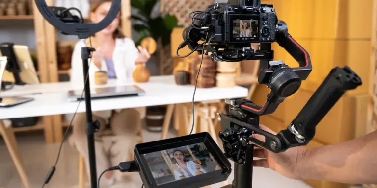 Young entrepreneur live streaming to sell products