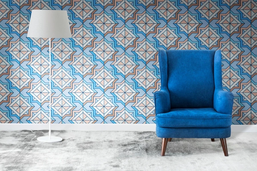 A bold and vibrant wallpaper on a wall