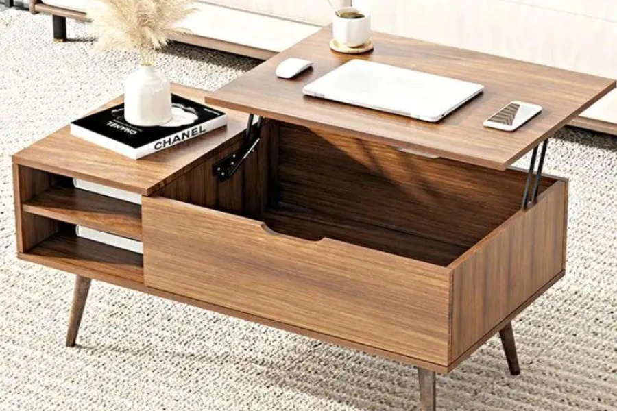 A multifunctional coffee table with storage compartments