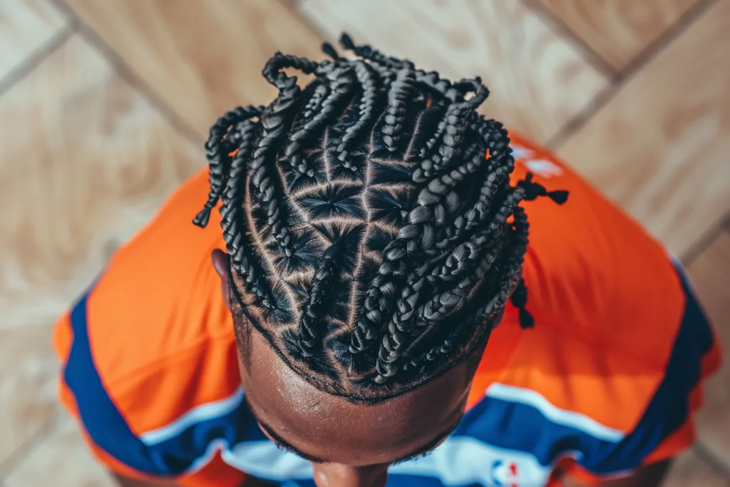 African American man with cornrows in the back of his head