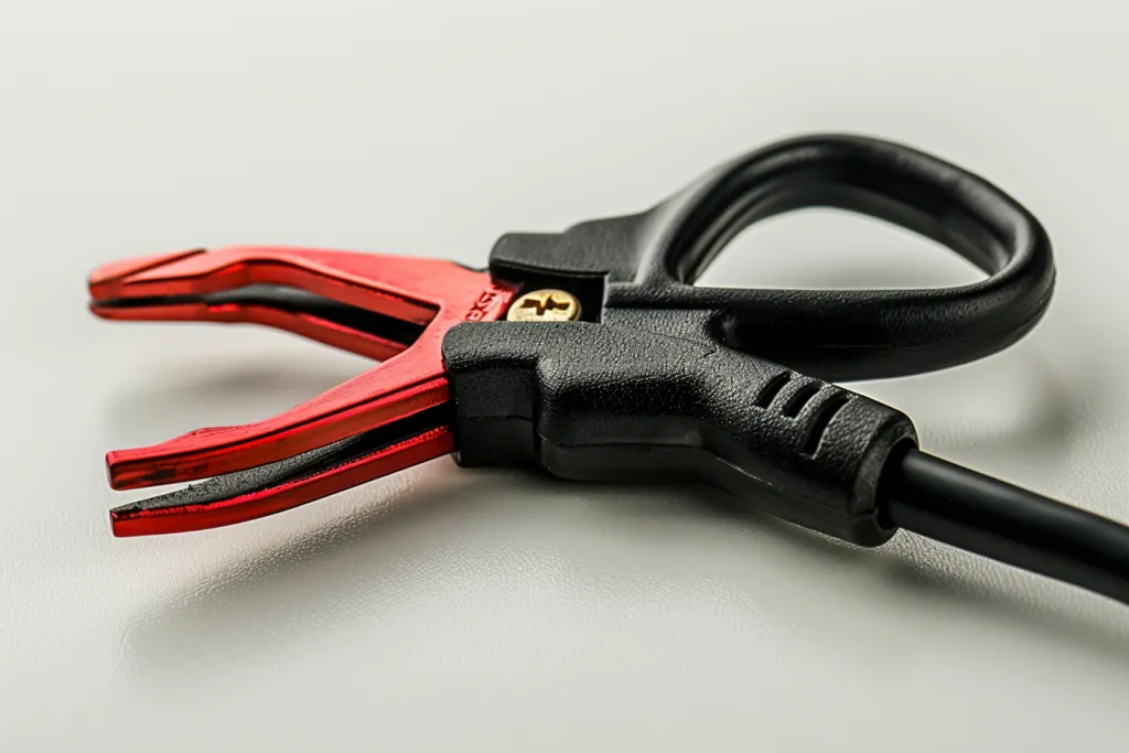 The black and red car battery lighter cable is made of rubber