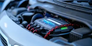 The car battery is being charged