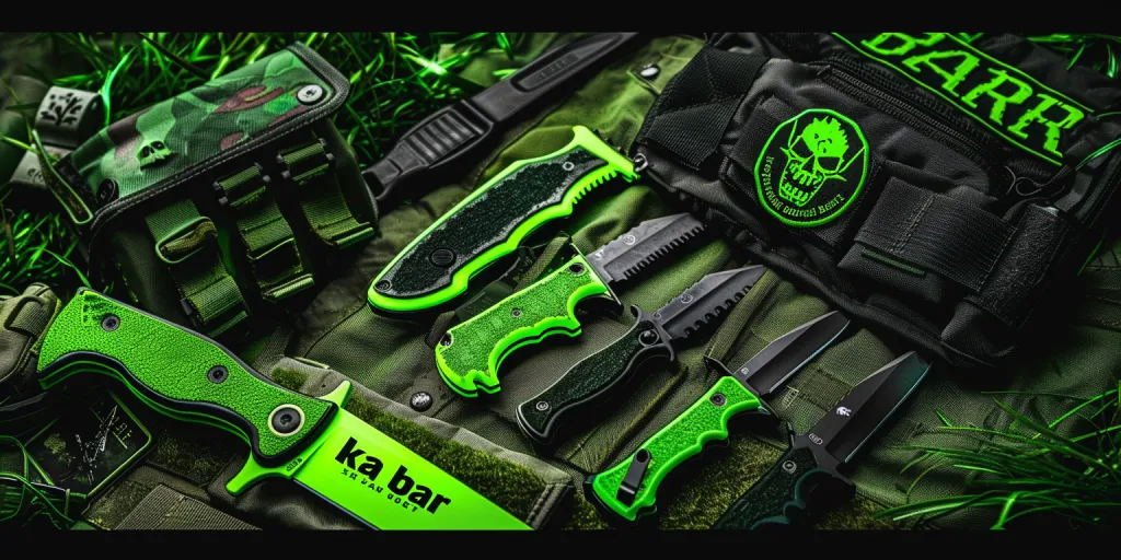 green handle combat knives