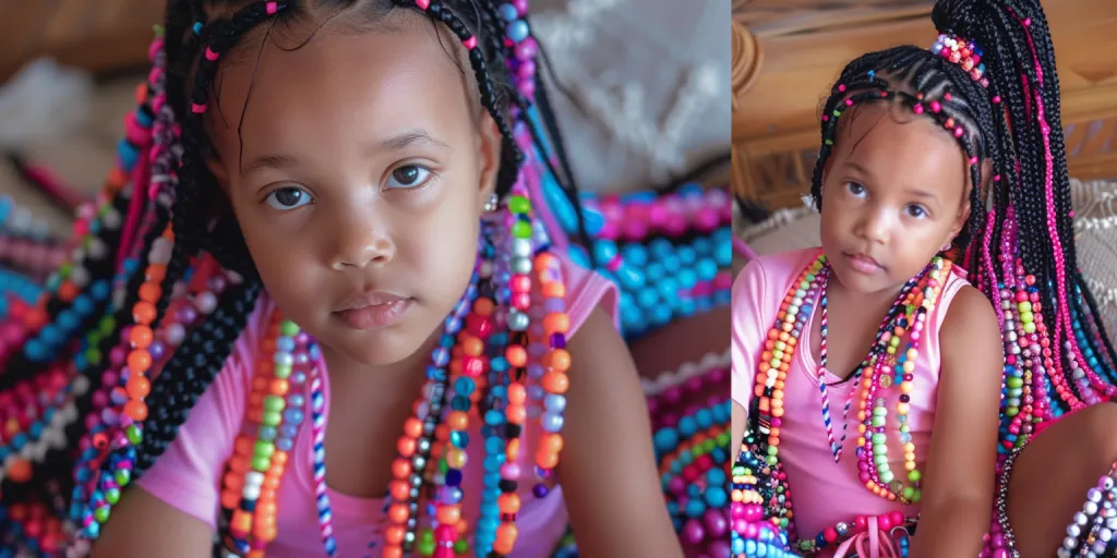 photo of an African American little girl with long box braids