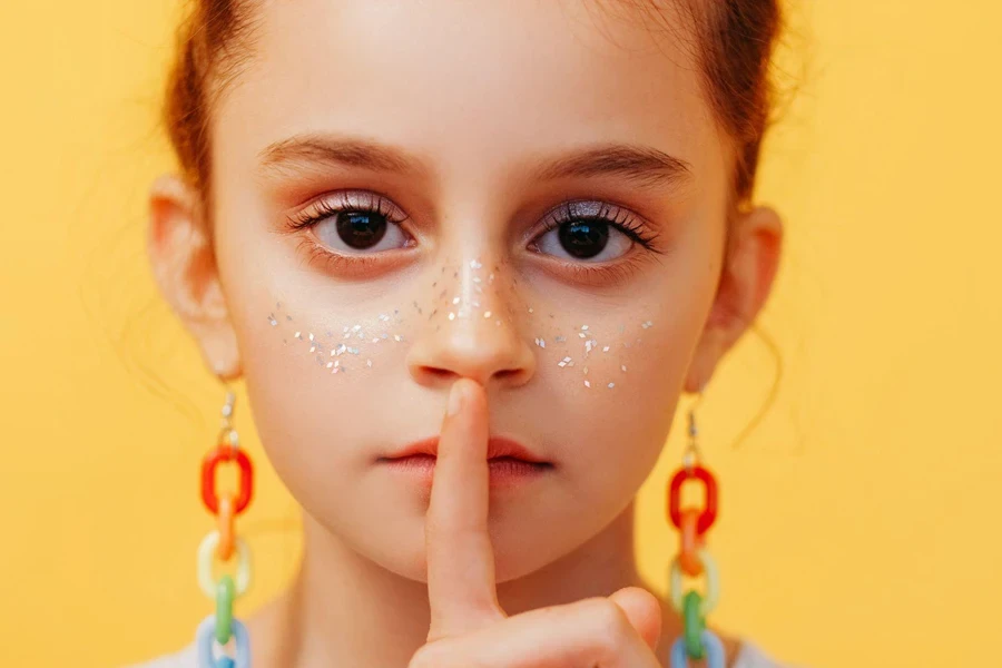 artificial freckles on girl's face