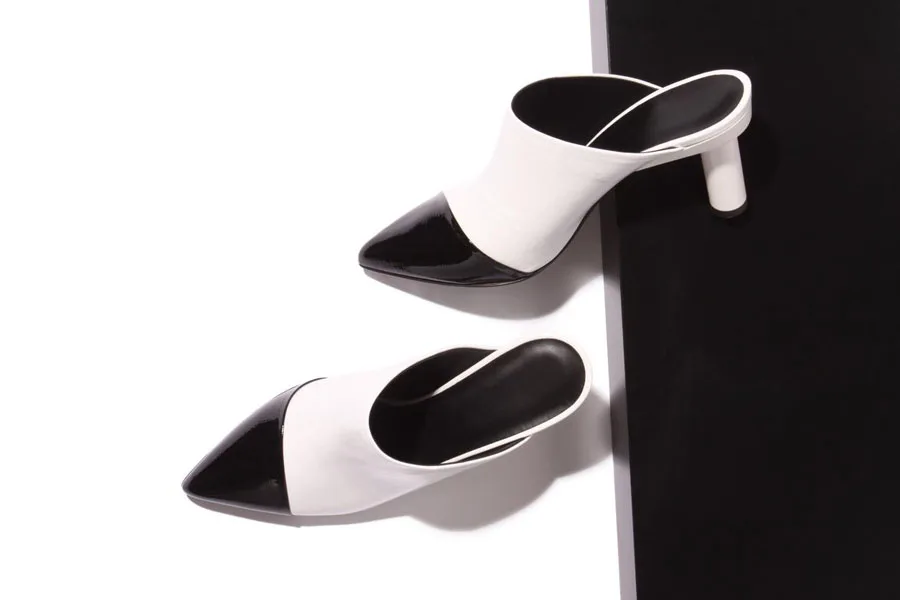 black and white mules