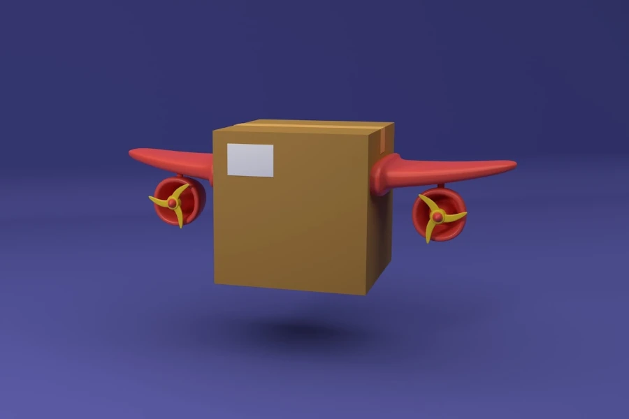 Brown box with wings to represent returns
