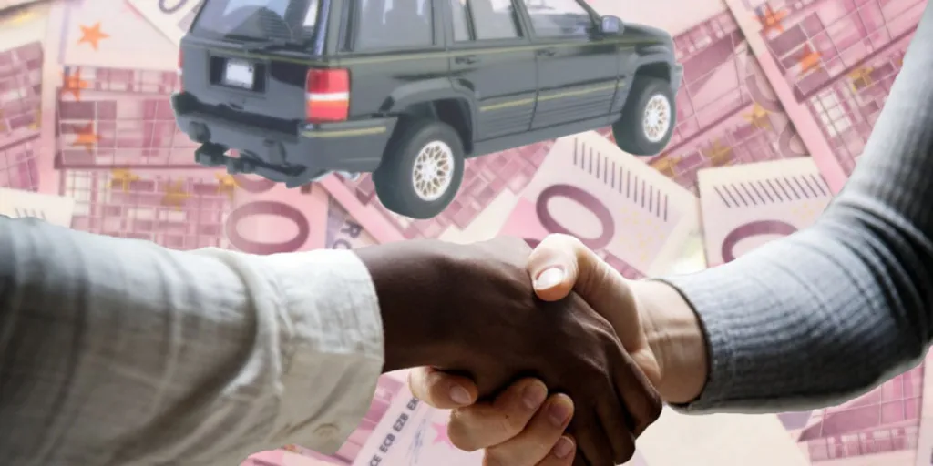 car sale euro bills handshake