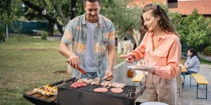 charcoal grill bbq in garden