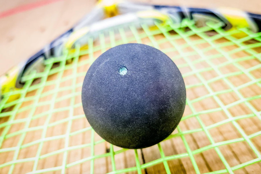close-up of a squash ball