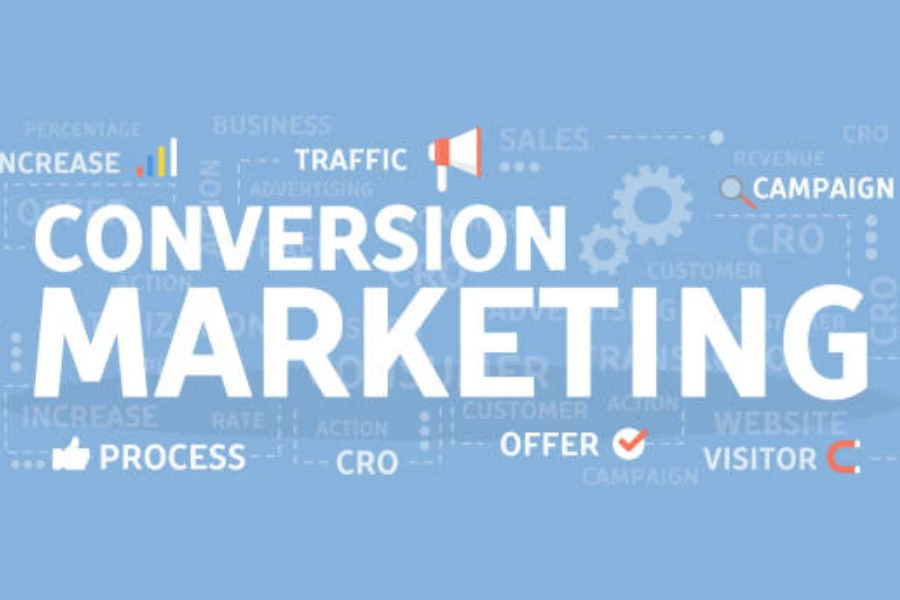 Conversion marketing concept. Increasing the process of visitors traffic