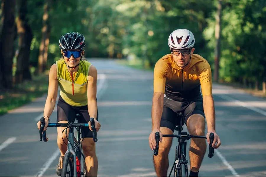 couple riding road bicycles