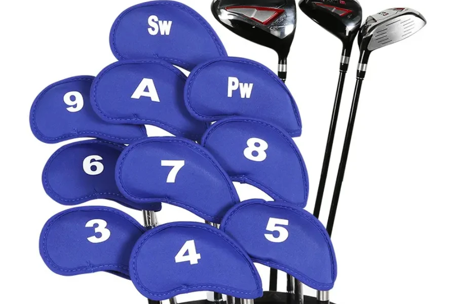 Custom golf iron clubs with covers