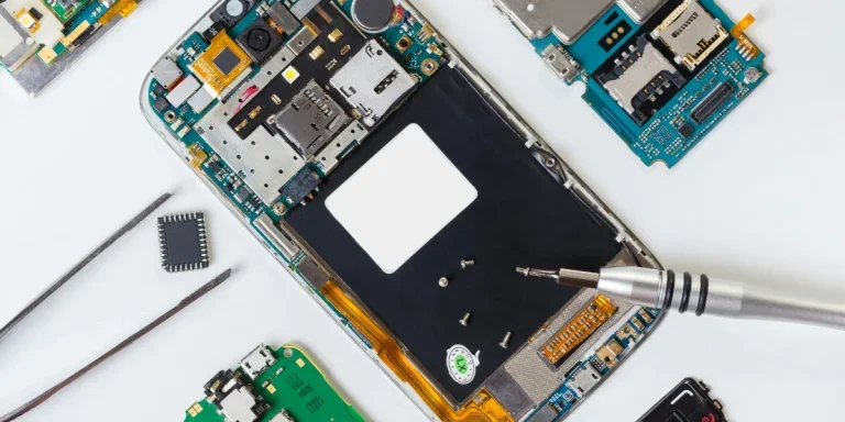 Disassembled mobile phone and tools