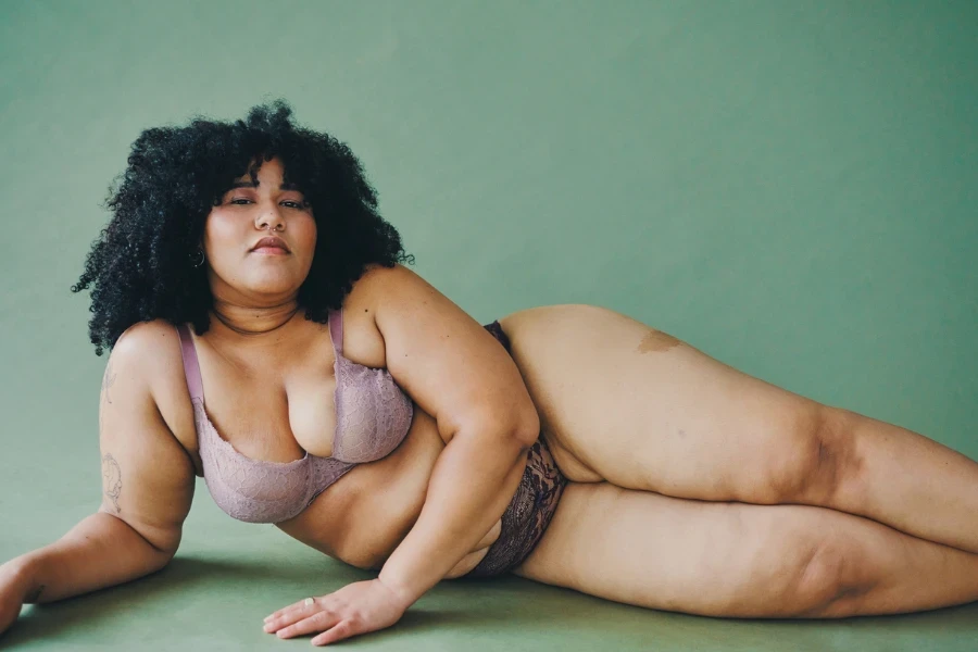 Portrait of a plus size woman in underwear