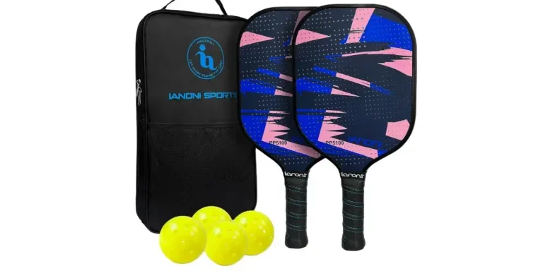 Juego de pickleball de fibra de vidrio IANONI con 4 bolas de pickleball, 2 paletas de pickleball