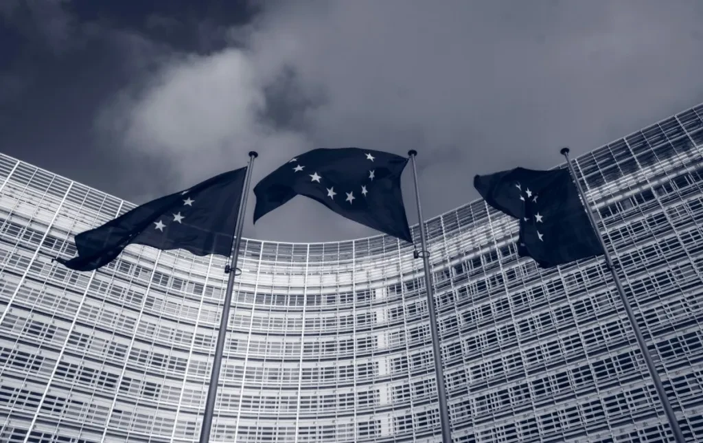 flag in front of office building