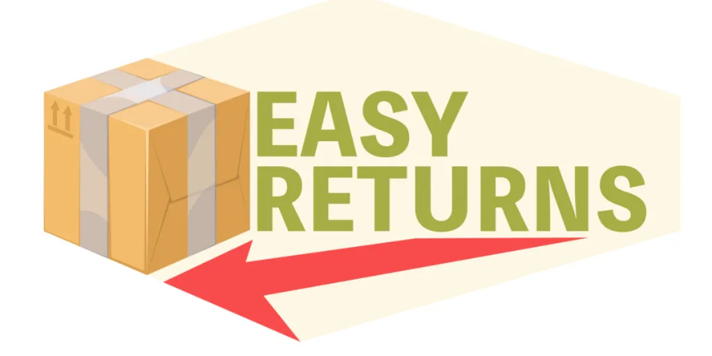 Immagine della scatola e testo che dice "EASY RETURNS"