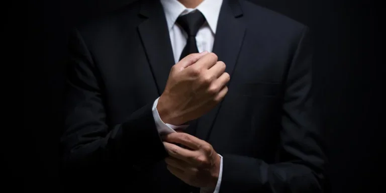 Businessman adjusting his cufflinks