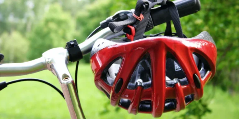 Red bicycle helmet