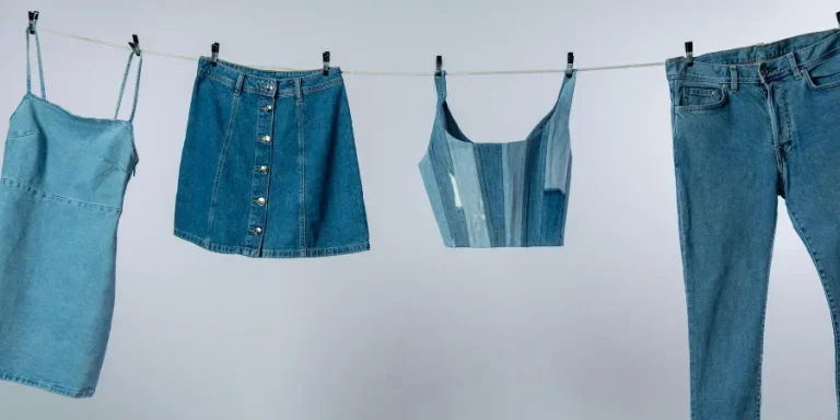 Denim Clothes Hanging on a Clothesline