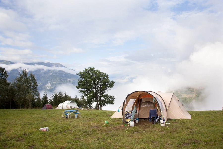 tents on high place in the French region 