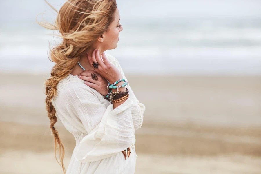 Dreamy girl on beach