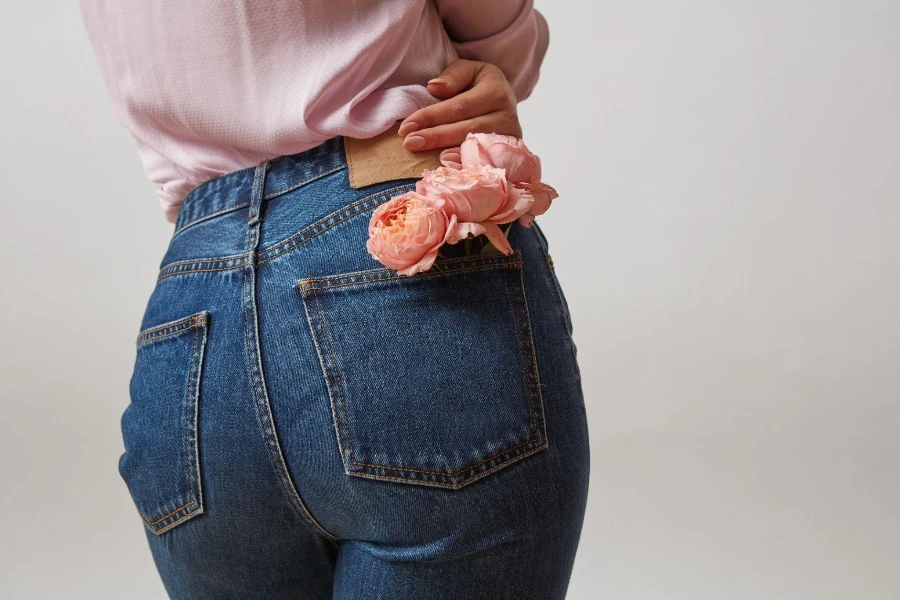 Perfect woman's bottom in a blue jeans 