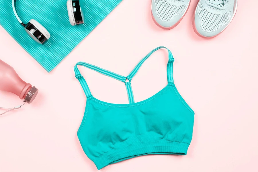 Layout of sport clothes and accessories for women 