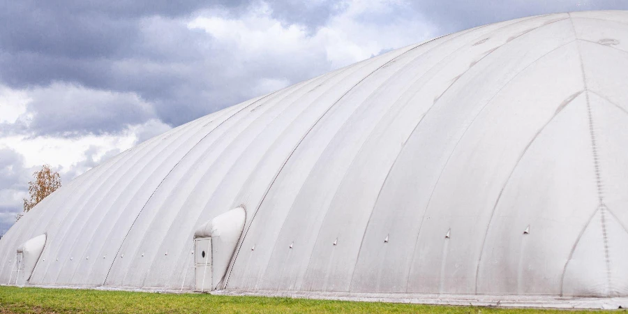 White inflatable hangar