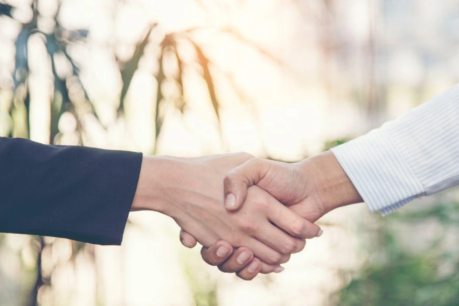 راية الثقة الصدق العملاء الأعمال المصافحة معا شريك الوعد