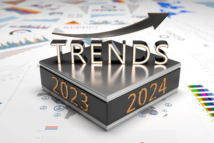 Business Trends Graphs and charts 2023 3d image