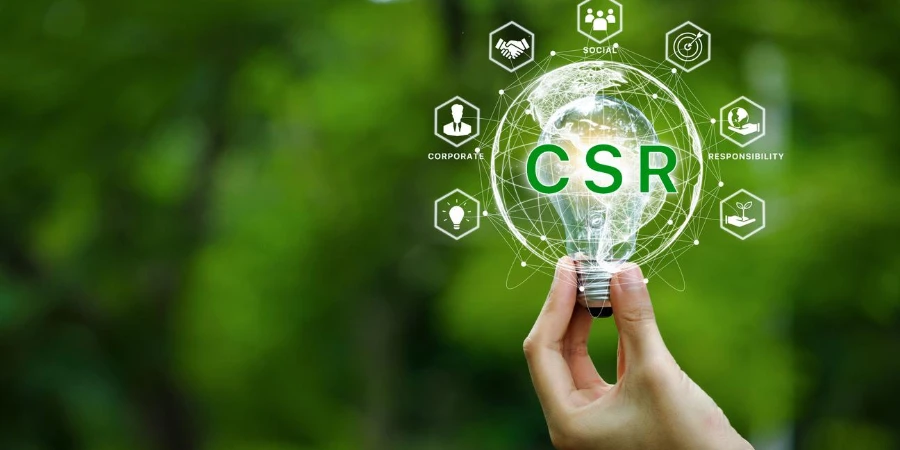 CSR icon concept in the hand for business and organization.
