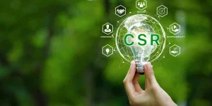 CSR icon concept in the hand for business and organization.