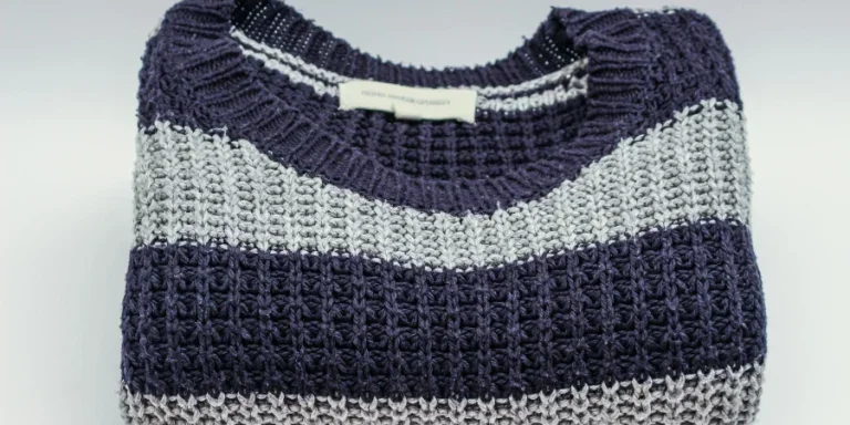 Gray and Black Striped Crew-neck Top