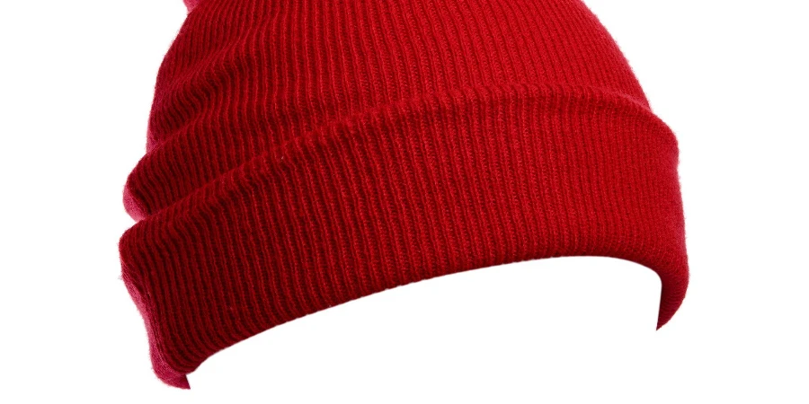 Red wool hat isolated on white background