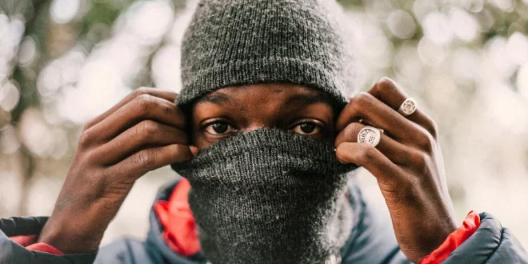 Person Wearing Gray Balaclava