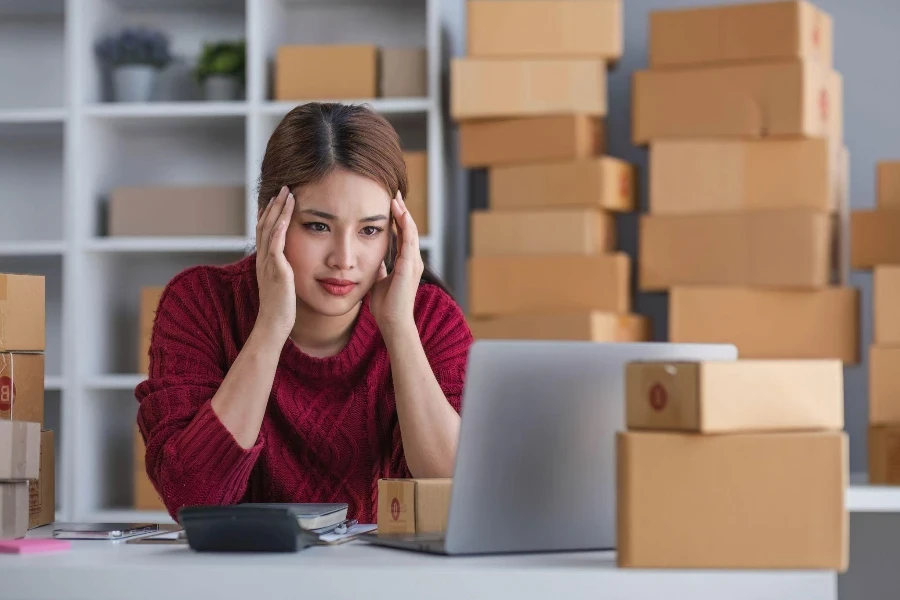 Asian woman with a serious face and unhappy mood