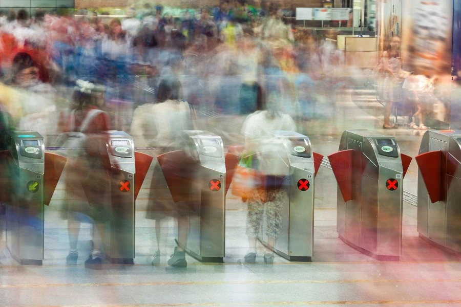 Crowd - many people on Chinese underground or subway