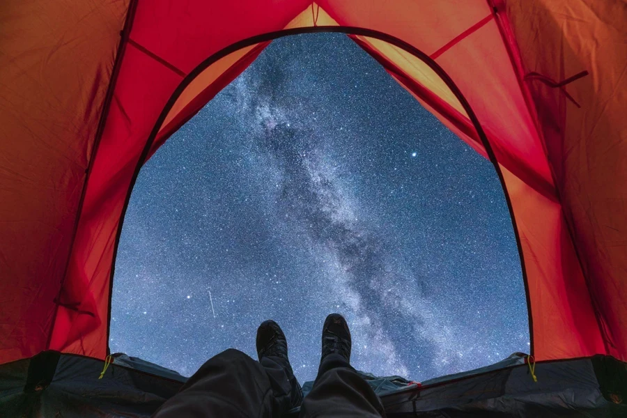 looking at the star in the tent