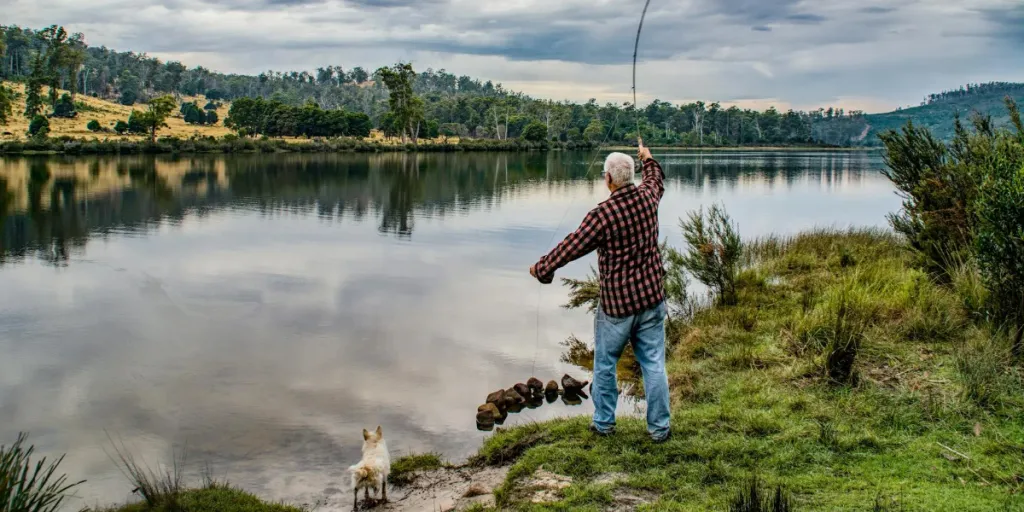 man doing fishing