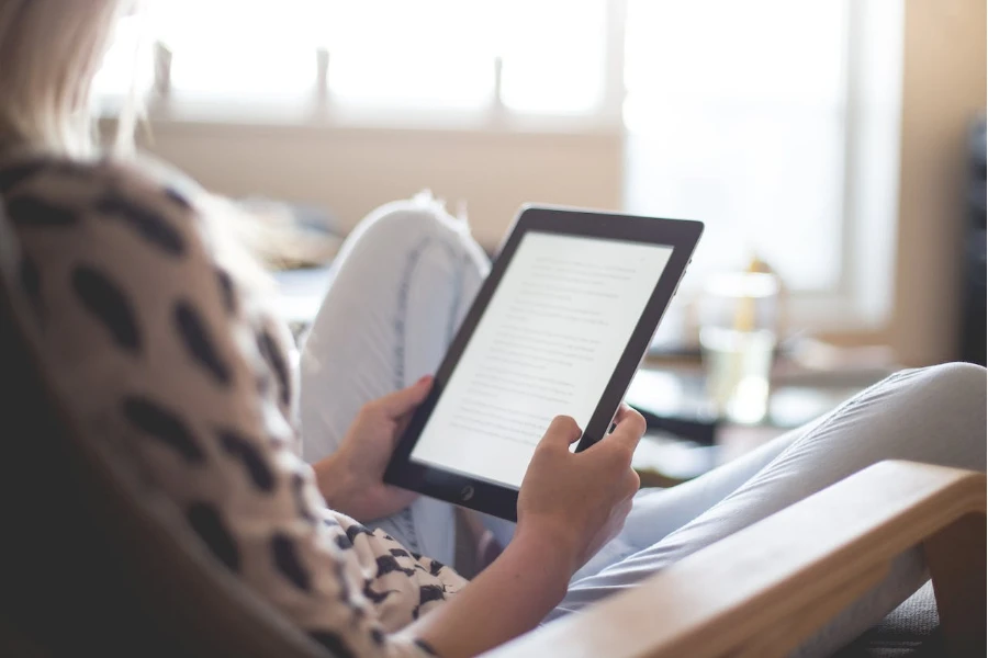 Person reading on an iPad