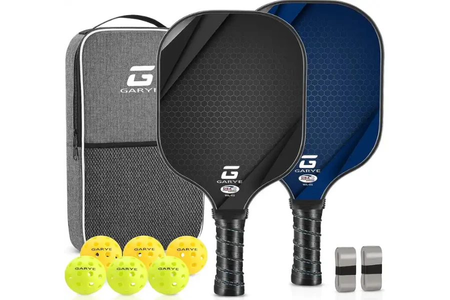 Pickleball paddle with balls and bag