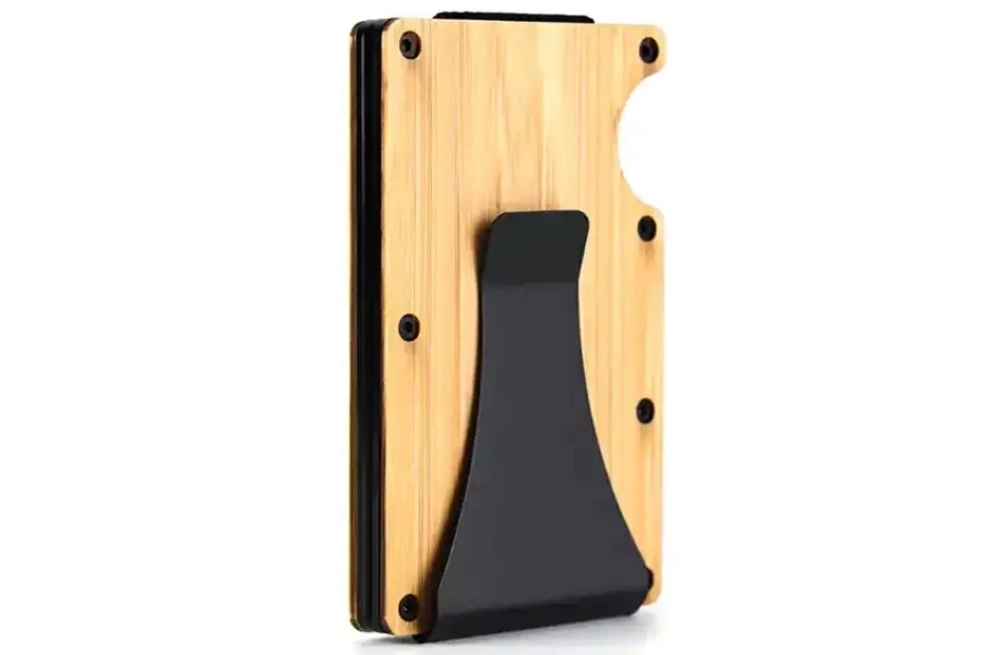 RFID blocking men's wooden aluminum wallet