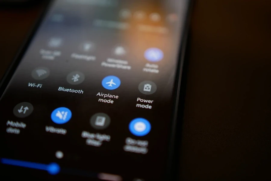 Smartphone showing airplane mode turned on