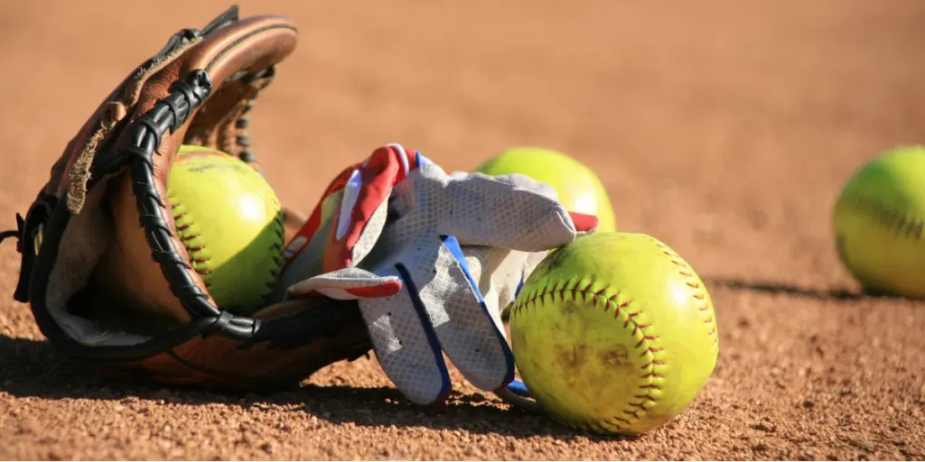 softball balls and batters glove