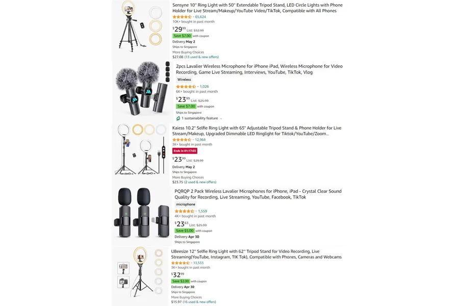 top-selling live streaming equipments